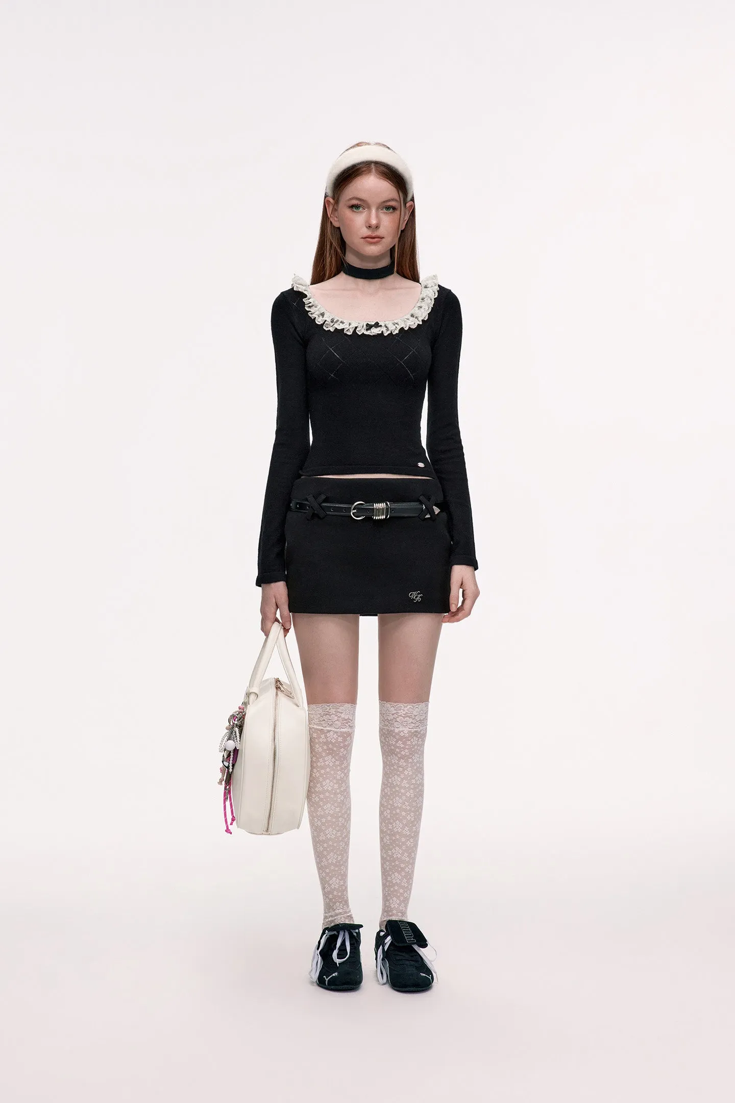 Paneled Lace Knitted Sweater